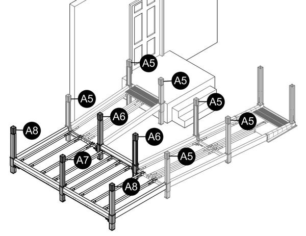 ASSEMBLY INSTRUCTIONS Ramp Run R242 7. Attach other end of crossbeam RC536/RC548 (Z) (sold separately) to remaining T Leg Assembly (A5) with 1/4 in. x 3 in. bolt (AA) and 1/4 in. nut (BB).