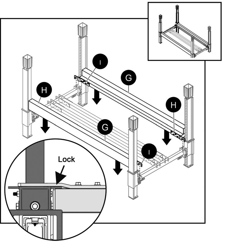 ASSEMBLY INSTRUCTIONS Ramp Run R242 12. Lock side rails (G) over crossbeams RC536/RC548 (Z) (sold separately). 12 13.