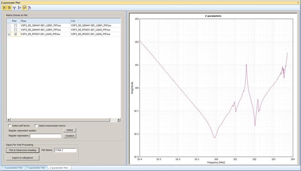 Extract Impedance Profile In results window Double
