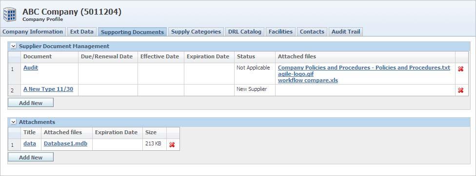 On the Supporting Documents tab, click Edit from the action menu. The page refreshes and the fields display in editable mode as Figure 4 5 shows.