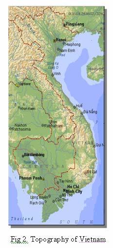Length counted in straight line from north to south stays at about 1,650km, width from west to east maximizes at 600km and minimize at 50km. Entire territory of Vietnam includes 329.