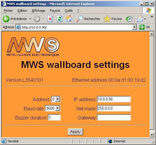 Page 16/18 5. Enter the new settings and validate. To apply the new settings, the wallboard will be reset a few seconds after validation.