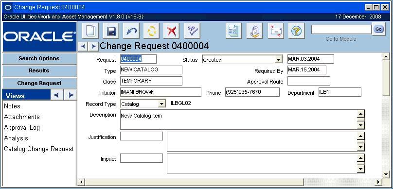 Resource Chapter 21 Change Request Use the Change Request module to plan and request changes to Asset, Vendor, Catalog, or Storeroom records.