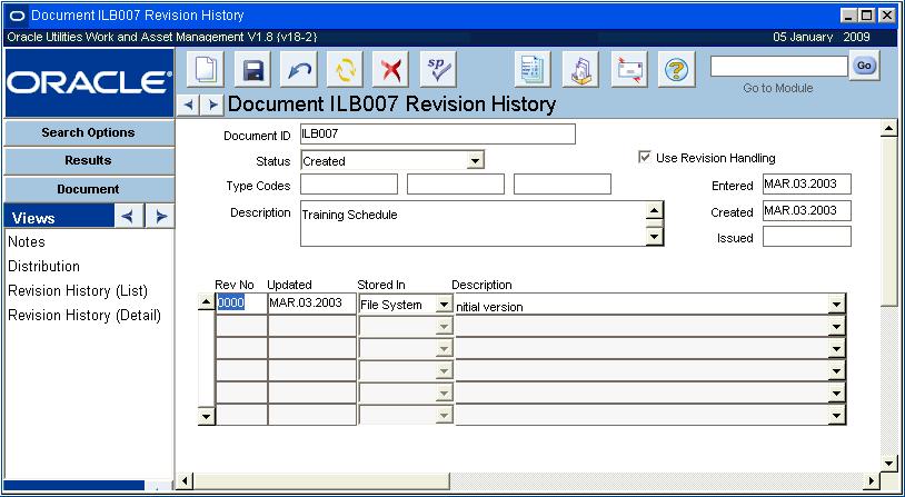Document Control Views bar to the left of the list to find the record that you want to see in detail.