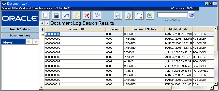 Resource Chapter 28 Document Control Log The Document Control Log tracks all documents that are attached in the Document Control module. This information is for display only and cannot be modified.