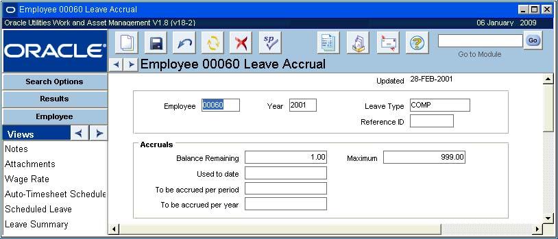 Employee Views Leave Accrual For each Leave Summary record, a Leave Accrual detail record is available (by clicking the arrow button to the left of the Leave Summary record).