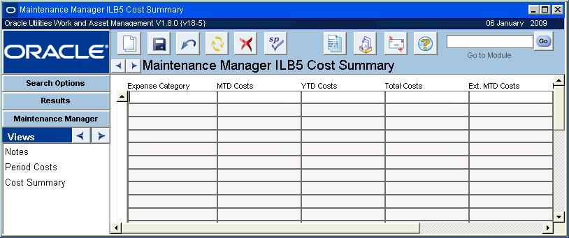 Period Costs view If you have the appropriate function responsibility in your user profile, you can also use this view to compare actual amounts from an external financial system with estimates and
