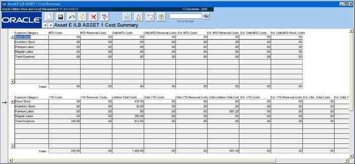 Asset Views Cost Summary Use the Cost Summary by Expense Category view to see summary budget and actual costs per expense category for the asset and its child assets.