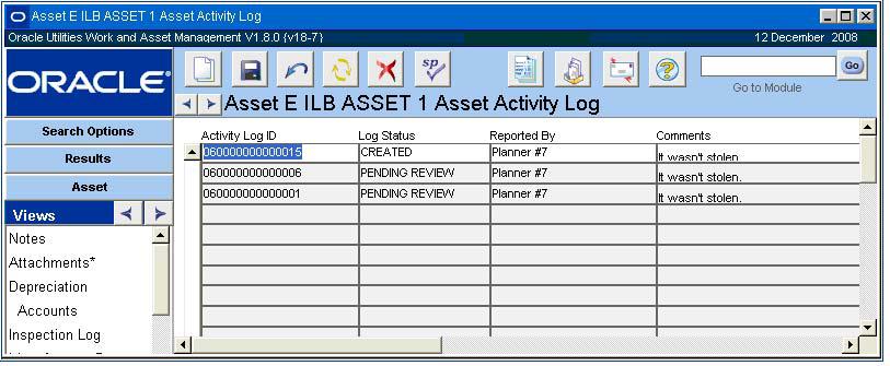 Asset Views information from the Asset record that you are viewing filled in. Otherwise you can open the log module directly from the Resource subsystem.