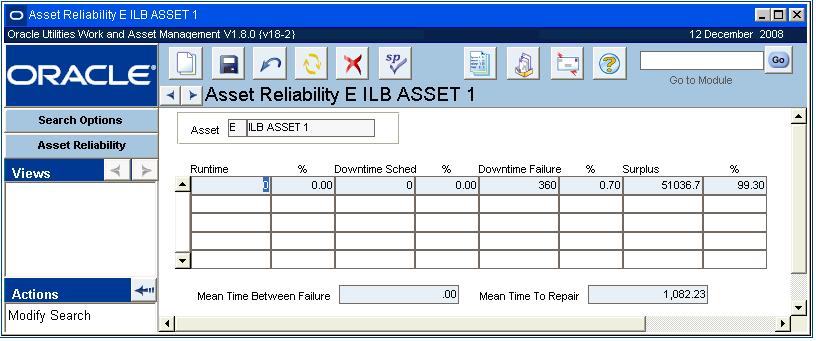 Resource Chapter 13 Asset Reliability The Asset Reliability module provides access to asset reliability and availability information.