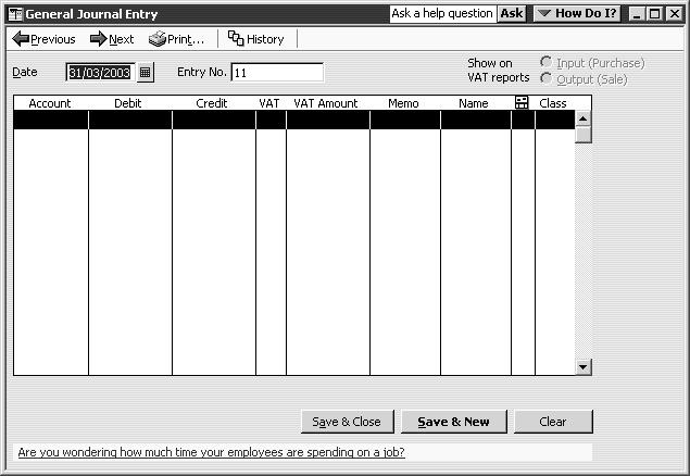 Using other accounts in QuickBooks Working with journal entries QuickBooks helps you to make general journal entries by: Auto-numbering journal entries Repeating a memo on every line of a journal