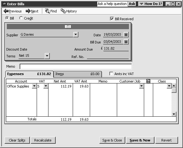 L E S S O N 1 Using forms You record most of your daily business transactions on a QuickBooks form, which looks just like a paper form.