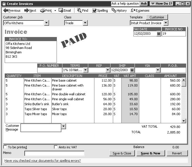 Analysing financial data To display a transaction in the report: 1 Double-click one of the lines on the report for Invoice 19.