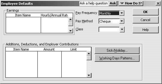 L E S S O N 1 2 Using the employee defaults to store common information QuickBooks doesn t require you to enter the same information over and over for each employee.