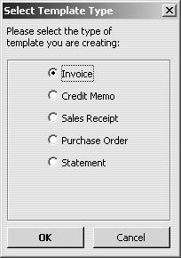 Customising forms and writing QuickBooks Letters 2 Click the Templates menu button, and then choose New. QuickBooks displays the Select Template Type window.