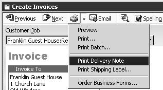 L E S S O N 1 4 Creating delivery notes You can now print a delivery note corresponding to your invoice.