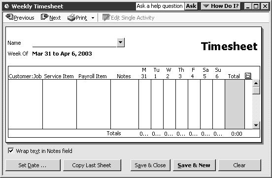 Tracking time and mileage Entering time data in QuickBooks There are three ways to get time data into a QuickBooks company file: Enter time directly on a weekly timesheet or single activity form.
