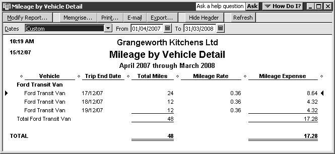 Viewing mileage reports In a similar way, you can view mileage reports and zoom in to see more detail.