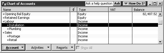 Working with lists QuickBooks changes the name in the chart of accounts. 6 Close the chart of accounts.