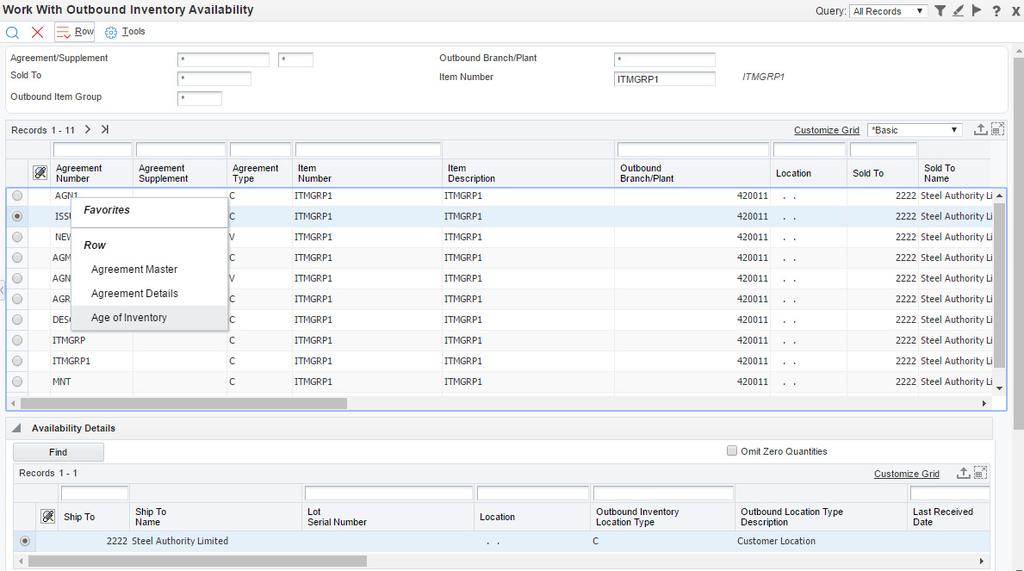 Outbound Inventory Availability 16.1.2 Setting processing Options for the Work With Outbound Inventory Availability Program (P42I04) Processing options enable you to enter default information. 16.1.2.1 Default 1.