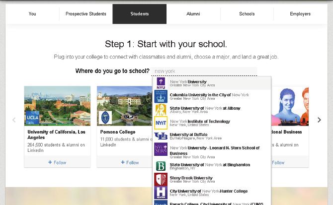 And colleges can market themselves through dedicated pages on LinkedIn.