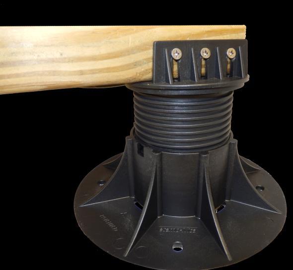Conventional Deck Head Combines Iron Woods Decking and Stringers on Pedestals.