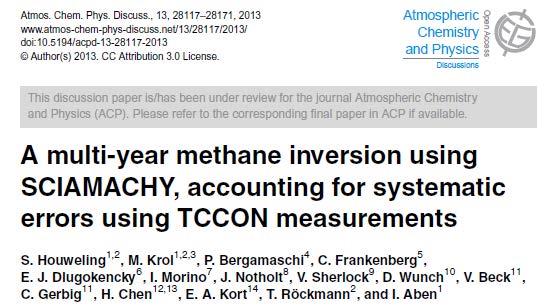 SCIAMACHY & NOAA/flasks: Renewed methane growth Houweling et al.