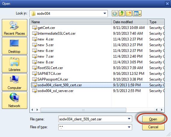 Select the file that contains the public certificate