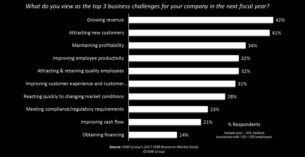 Figure 3: U.S. Midsize Business Top Business Challenges The Limitations of Spreadsheets As Albert Einstein noted, Information is not knowledge.