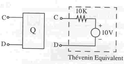 (c)through a series of tests you find that the circuit in the box Q has thevenin equivalent shown, but you really do not know what is in the box.