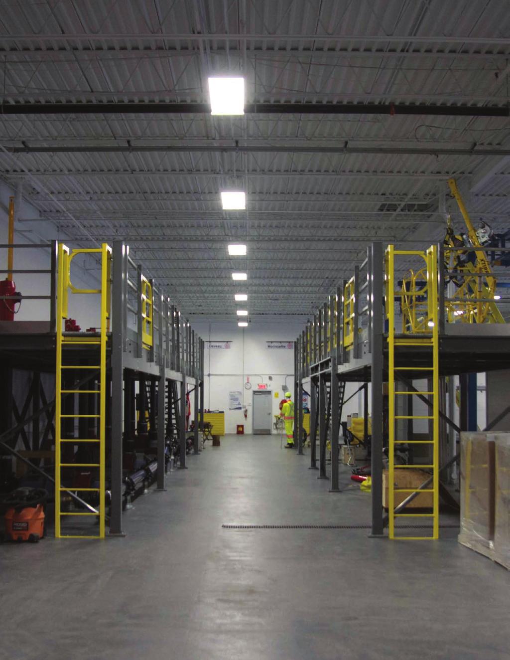 12 13 Ladders Ladders The majority of building codes and fire regulations require multiple access points for any second-level mezzanine structure.
