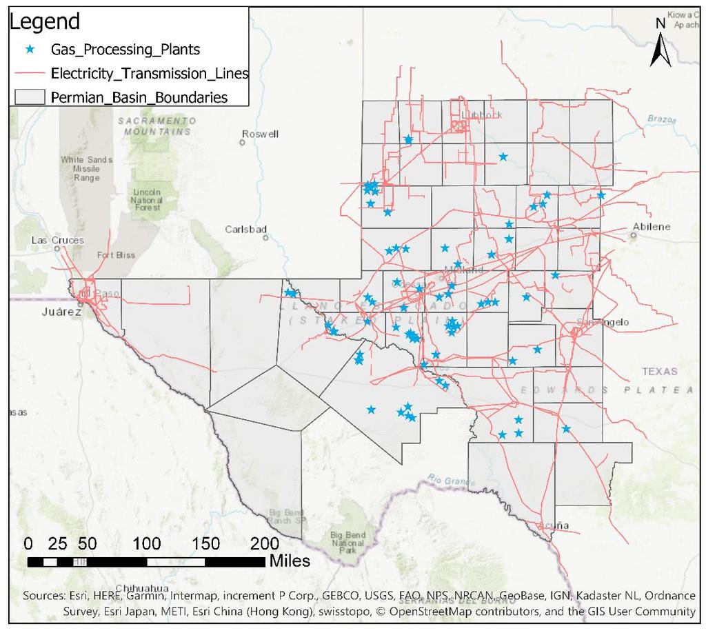 coordinate information. Wells and plants that intersect with the Permian Basin area are considered in this project, and others are removed from the map.