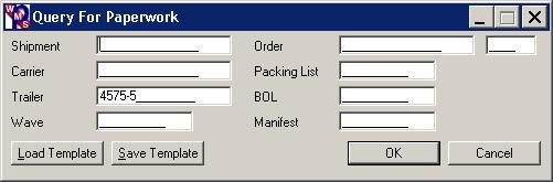 Outbound Shipping Print BOL 1. From the Outbound menu, select Paperwork. 2. Select Bill of Lading. 3. Click the Query icon to query the trailer. The Query for Paperwork window displays. 4.