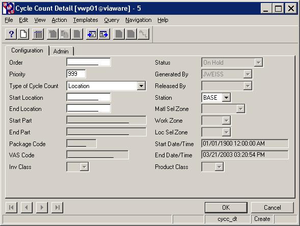 Demand Cycle Counts An authorized RF operator can cycle count a location on demand if appears incorrect. Planned Cycle Count Orders Cycle Count Orders may be created in WMS. 1.