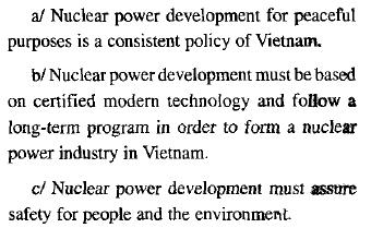 Development of nuclear energy in Vietnam Viewpoints on nuclear power