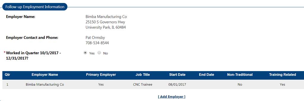 Be sure to review/update the Is this considered Training Related Employment? at the bottom of the screen.
