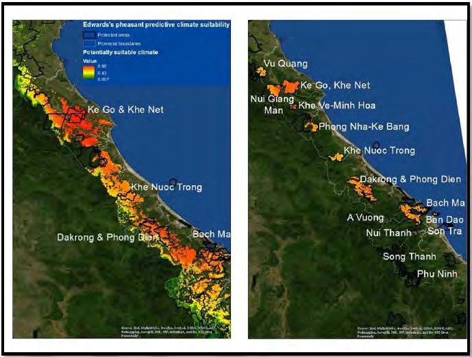 Locations Vietnam areas between Thanh Hoa Province in the north and Binh Dinh Province in the south Habitat modelling using known locations and topographic and climate variables in MaxEnt (version 3.