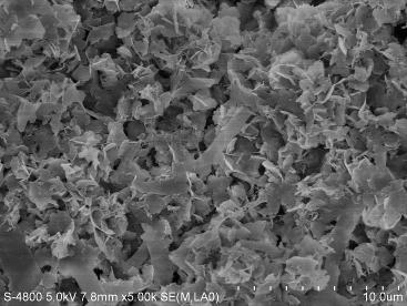 Fig. S6 SEM picture of a sample prepared from the synthesis solutions with a molar composition of 0.2 Mn 2+ : 0.87SDS: 0.23H 3 PO 4 : 0.