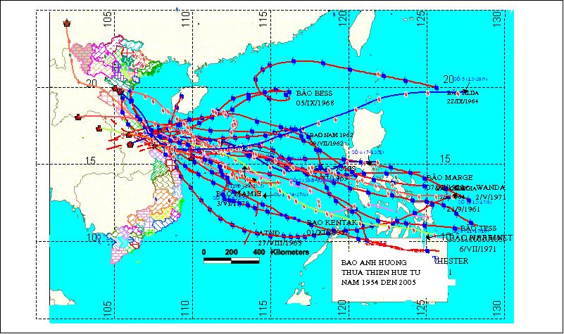 Scine 1952 to 2005 there were 34 typhoons which impacted