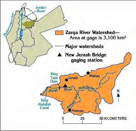 Zarqa River Basin description 3,900 Km 2 area, c.a. 300 mm/year annual rainfall annual stream flow about