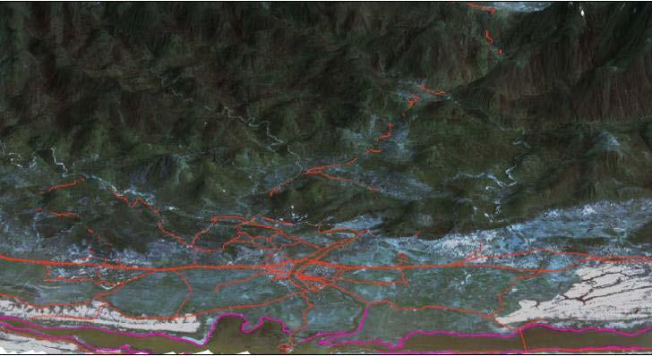 Topography, transportation and dyke systems Huong river basin (Created