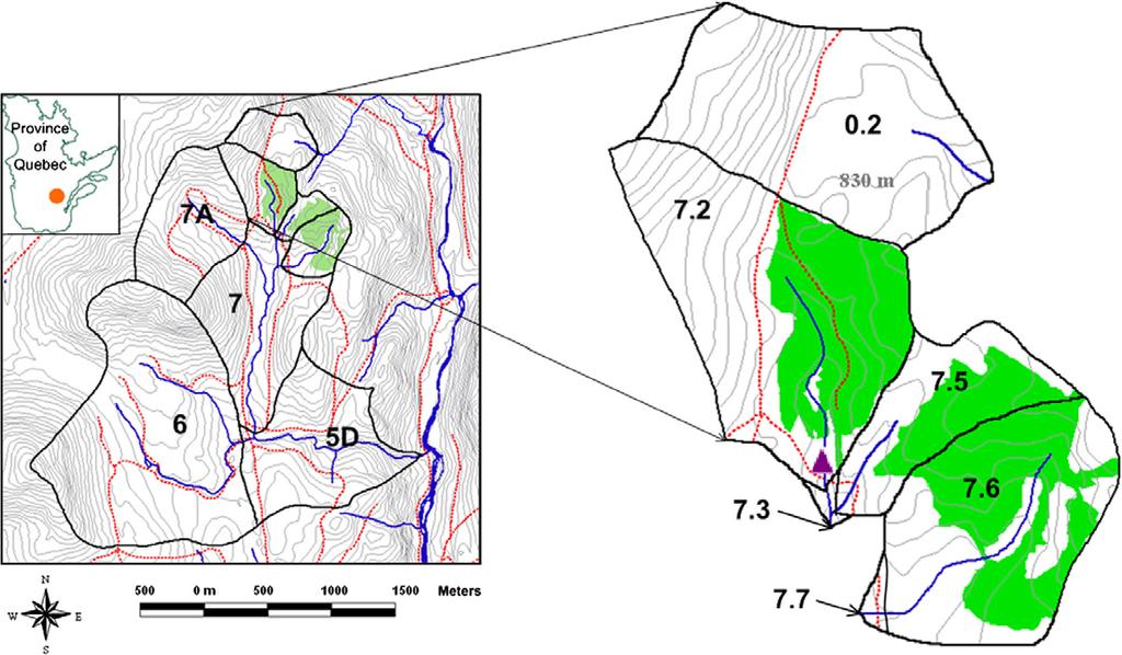 Harvesting impacts on peak streamflow: boreal forest, QC Based on assumption that 50% increase in Q bankfull can