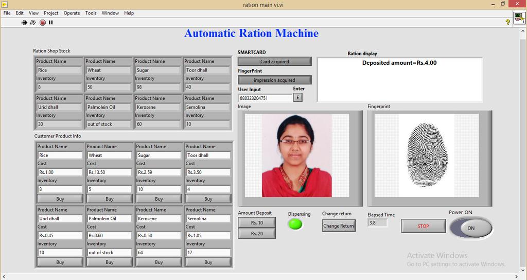 RESULTS Fig 6 Automatic Ration Machine Fig 7 Enhanced Adhaar secured automatic ration system The overall result of the