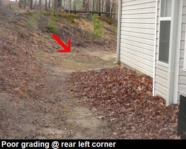 The leaves/debris at the left side of the house should be removed.