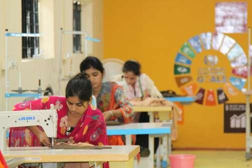 At present 15 women are working on regular basis to stitch school uniforms and other apparels. These products are being sold on nominal cost in the community and schools.