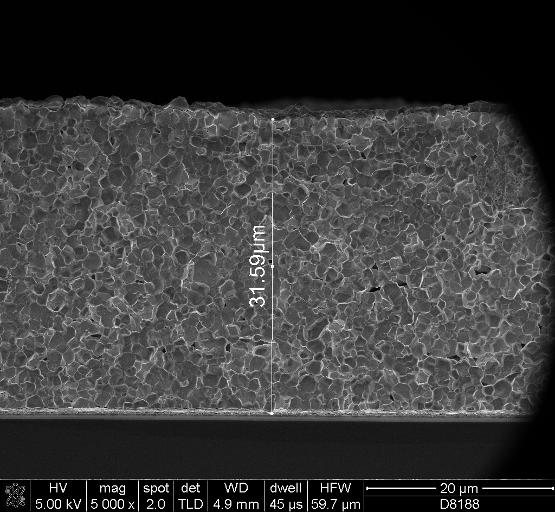 films in high pressure Micrograph of standard PZT thick film (on silicon)