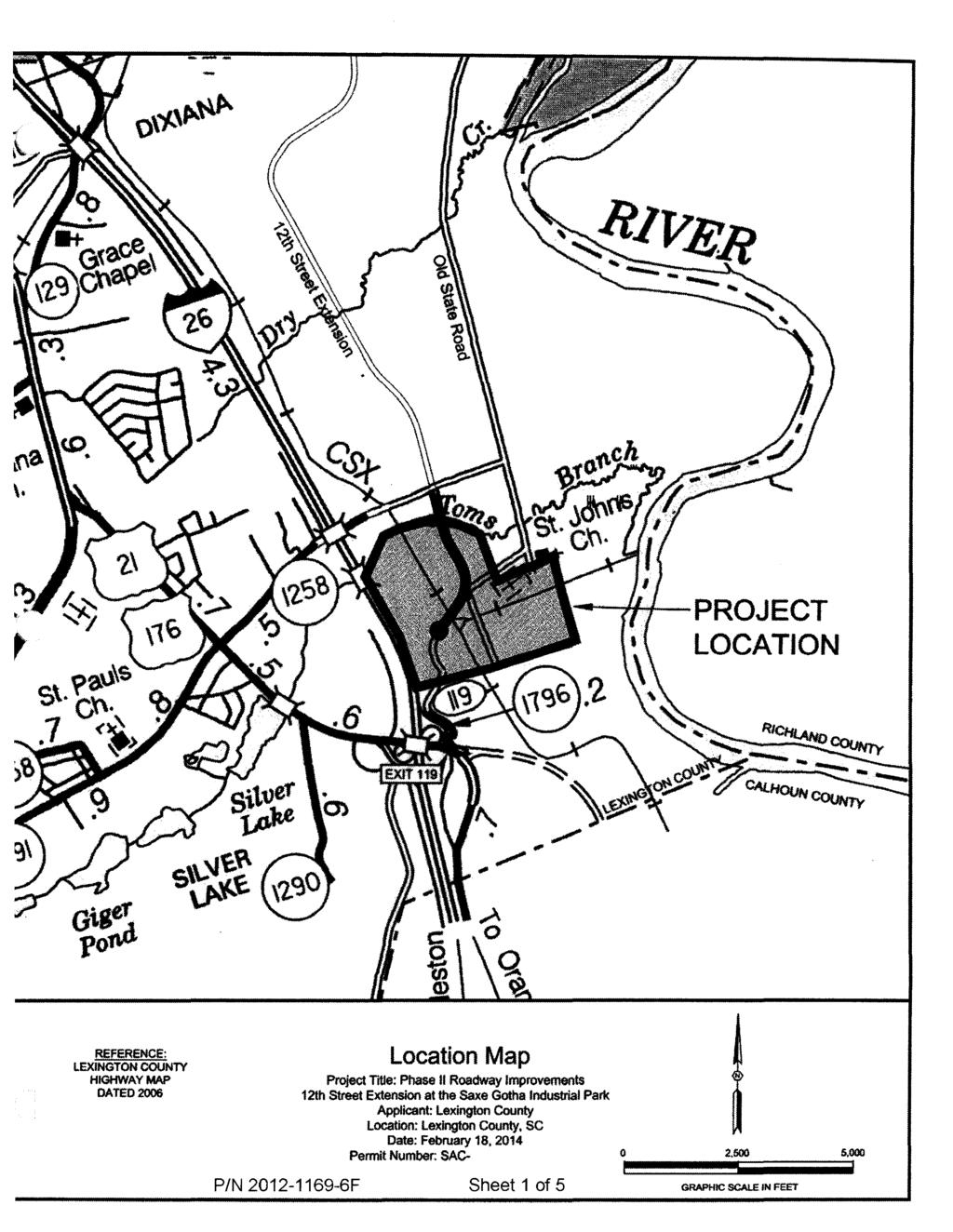 ...,..._-+#-+-_PROJECT LOCATION REFERENCE: LEXINGTON COUNTY HIGHWAY MAP DATED2006 Location Map Project Title: Phase II Roadway Improvements 12th Street Extension at the Saxe Gotha