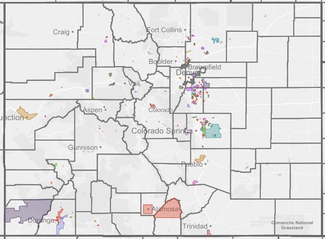 Special Districts Have Defined Service Areas Map Courtesy of Colorado State Demographer s