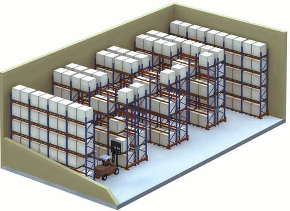 2) Total stock control: each storage space is taken up by a single pallet. 3) Maximum adaptability to any load type both in terms of weight and volume.