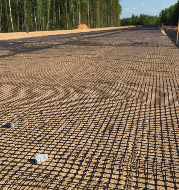 Its rigid construction provides high tensile strength properties for soil reinforcement applications.